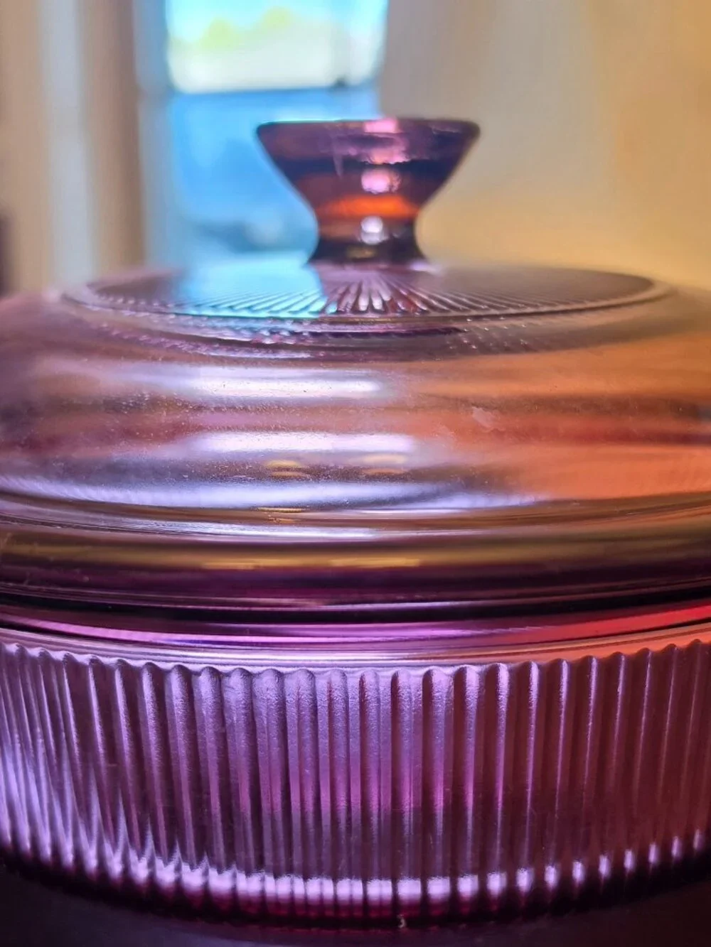 Corning Vision Ware Cranberry 750ml 24oz Ribbed Casserole Dish W/Lid